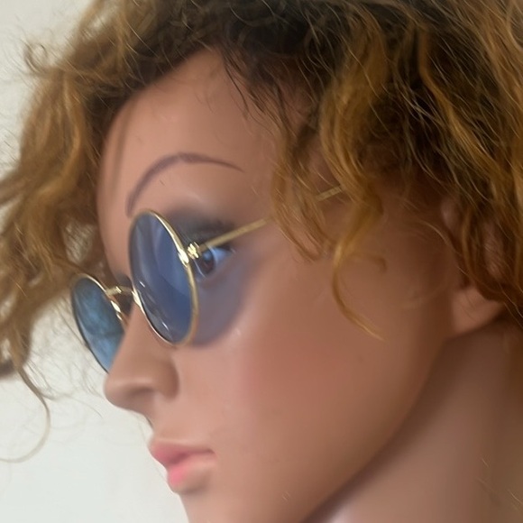 Blue round fashion Sunglasses OS - Picture 5 of 6